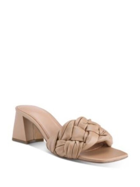 MARC FISHER LTD Shoes - New MARC FISHER LTD Womens Beige Cerita Slip On Leather Heeled Sandal Slip On